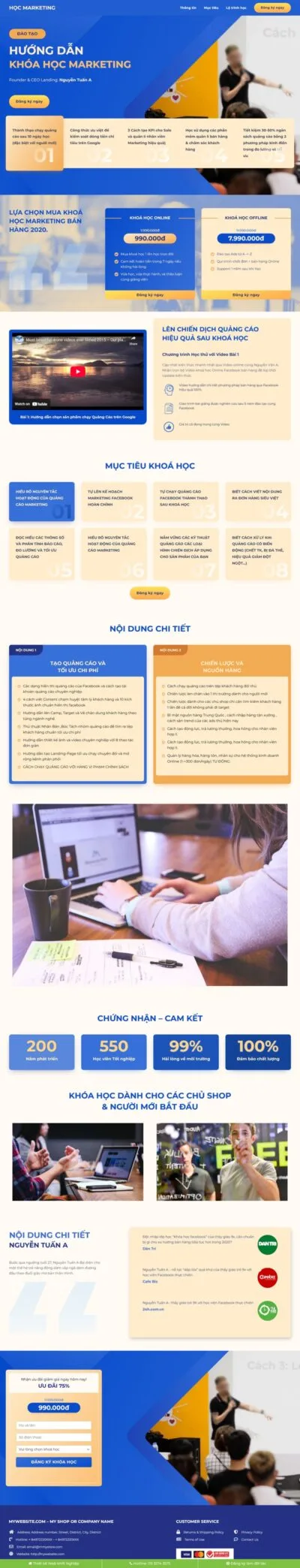 Theme wordpress landing page khóa học marketing