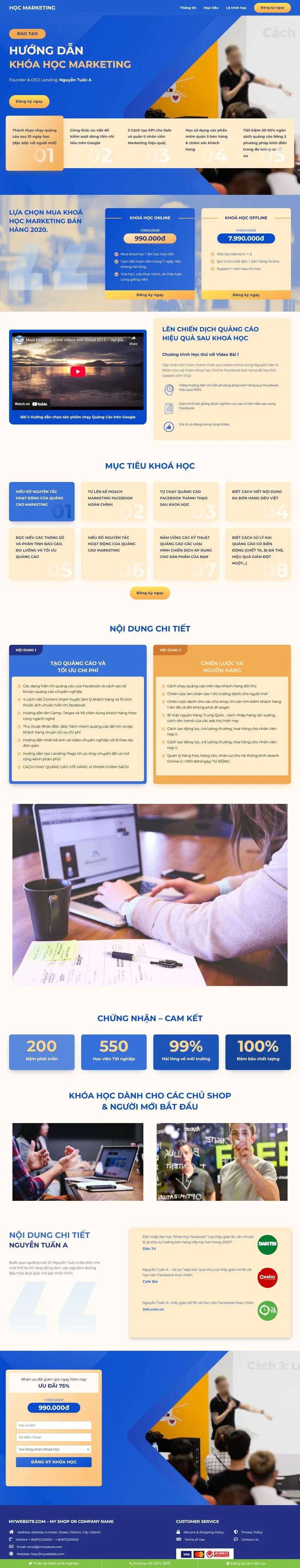 Theme wordpress landing page khóa học marketing