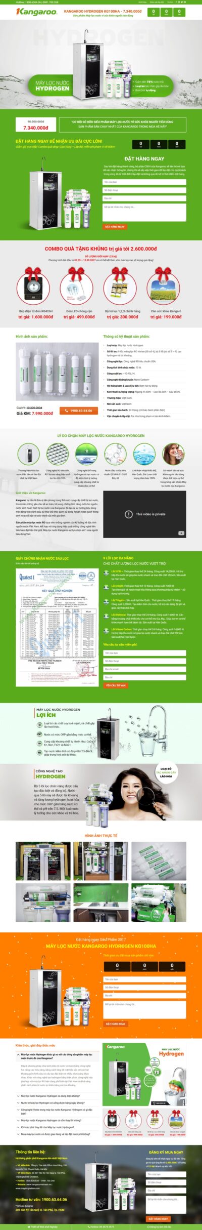 Theme wordpress Landing Page lọc nước