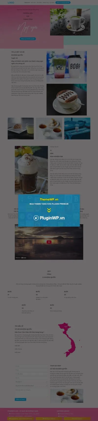 Theme WordPress Landing page nhượng quyền trà sữa