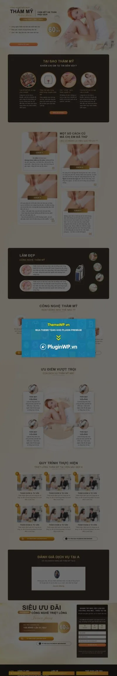 Theme WordPress Landing page triệt lông thẩm mỹ viện