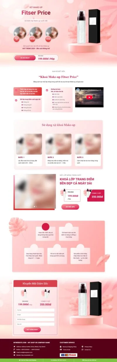 Theme wordpress landing page xịt makup