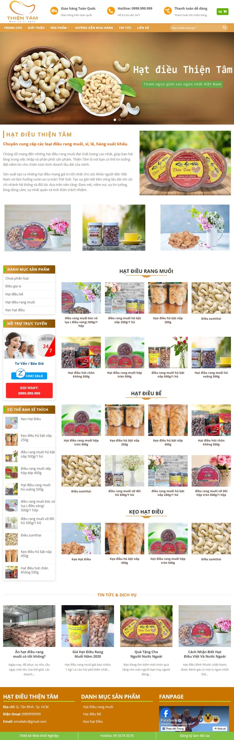 Theme wordpress nông sản hạt điều 01