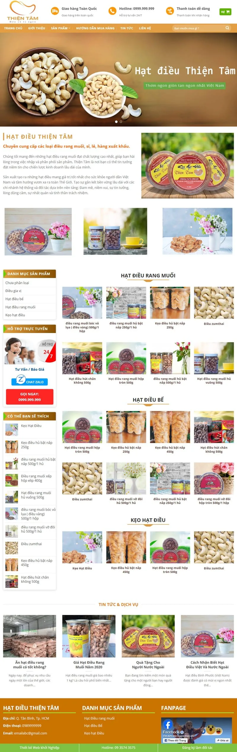Theme wordpress nông sản hạt điều 01