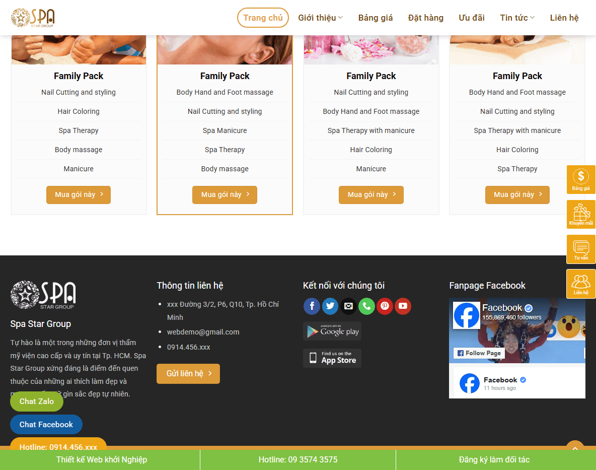 Giao diện trang dịch vụ Theme WordPress Spa 12
