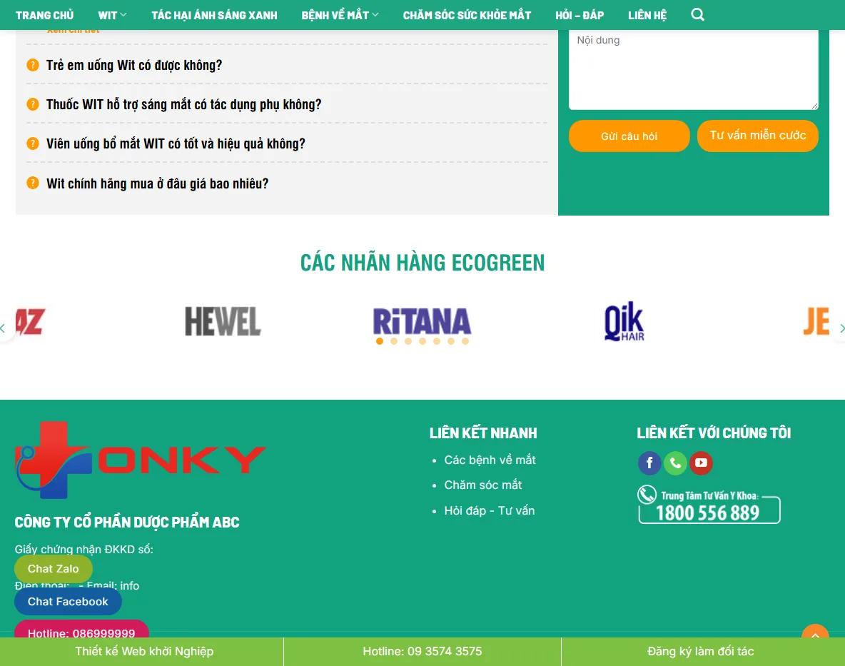Giao diện theme wordpress thực phẩm chức năng