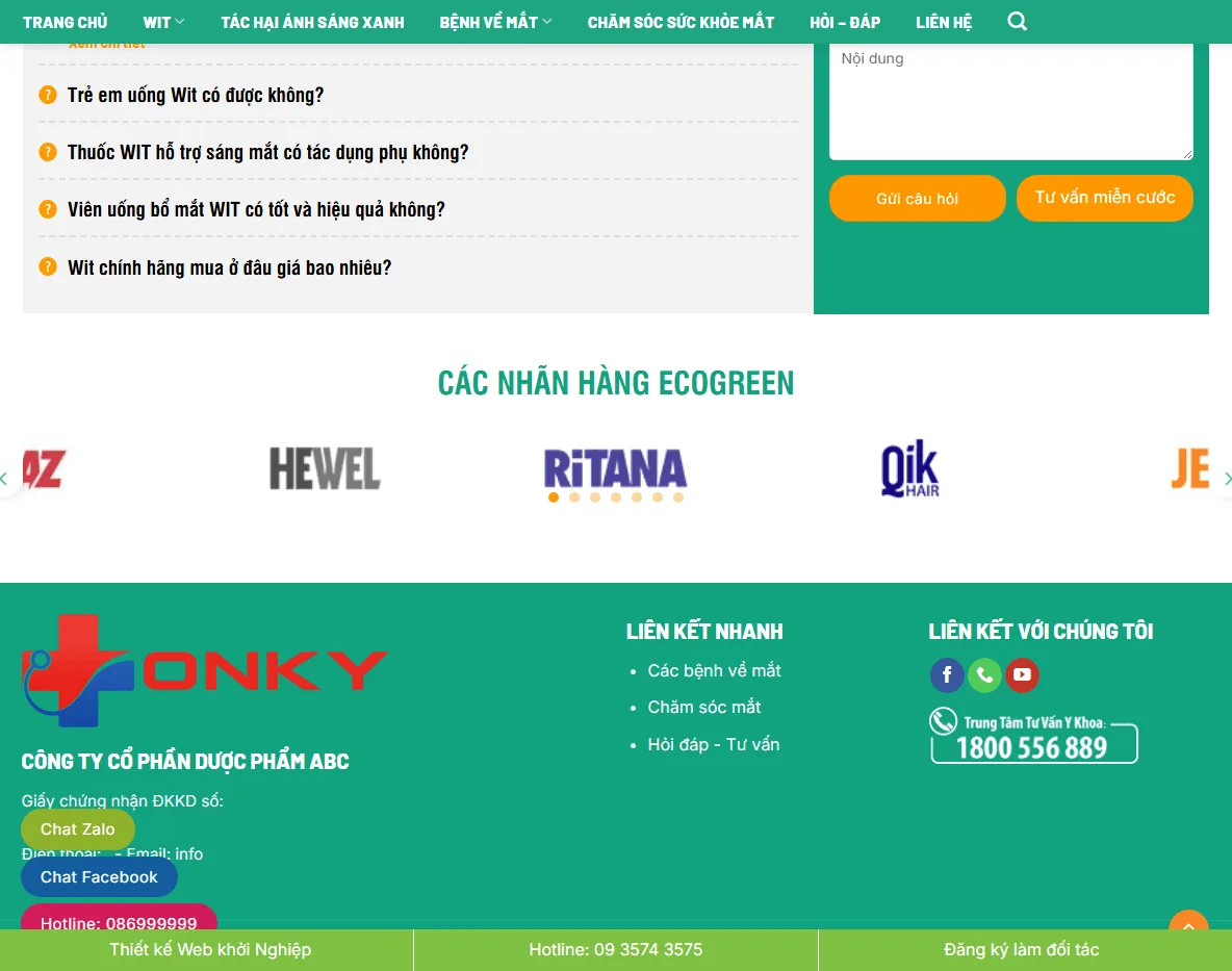 Giao diện theme wordpress thực phẩm chức năng