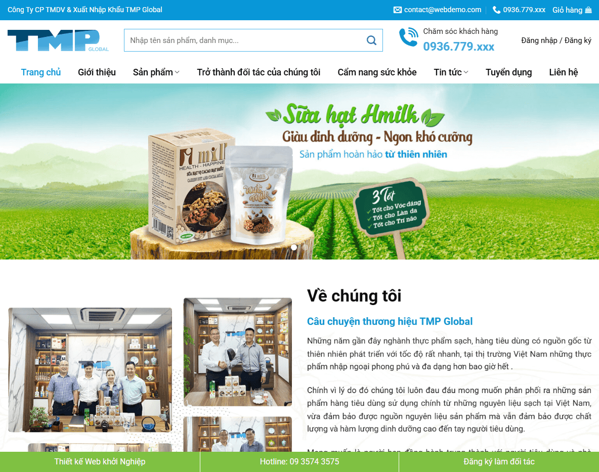 Theme WordPress thực phẩm sạch 07 - Giao diện trang chủ