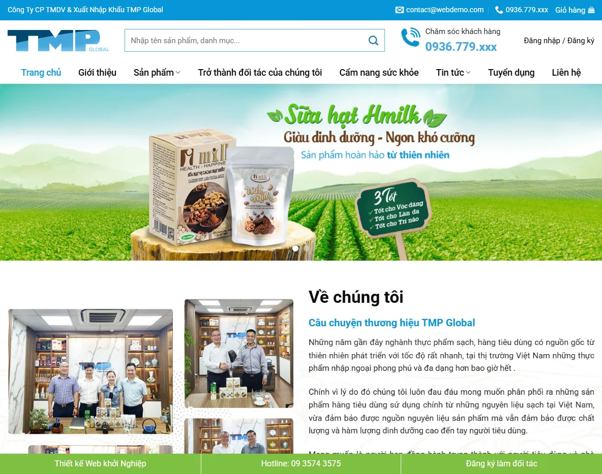 Theme WordPress thực phẩm sạch 07 - Giao diện trang chủ