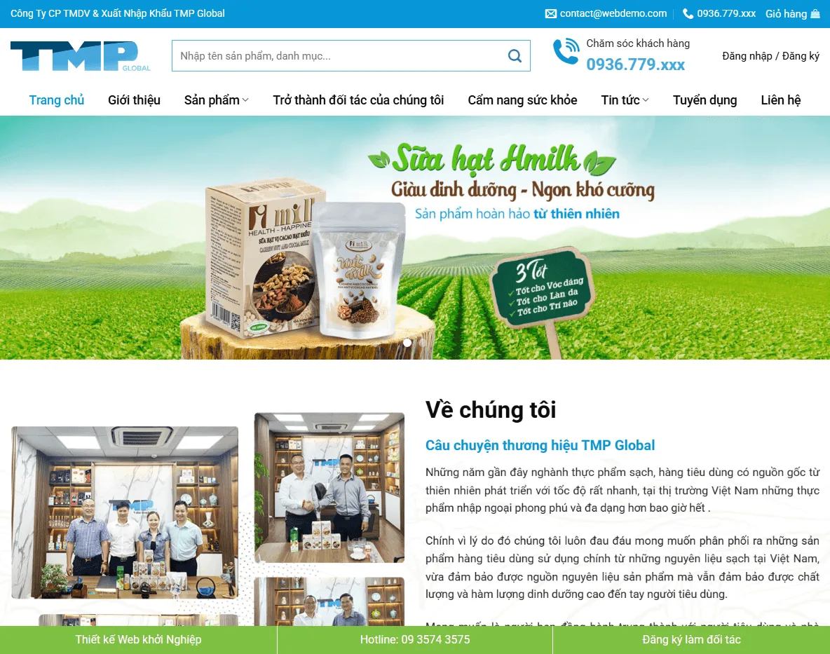 Theme WordPress thực phẩm sạch 07 - Giao diện trang chủ