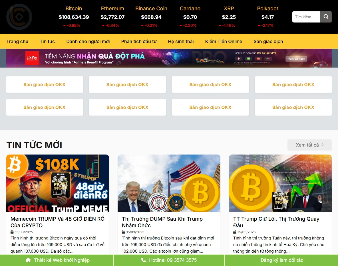 Giao diện Theme WordPress tin tức blockchain