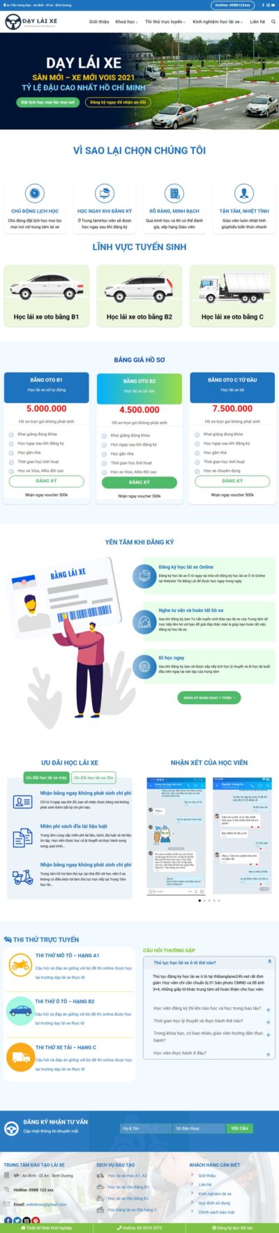 Theme wordpress trung tâm dạy lái xe