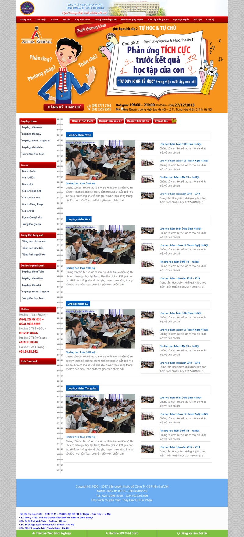 Theme wordpress trung tâm gia sư