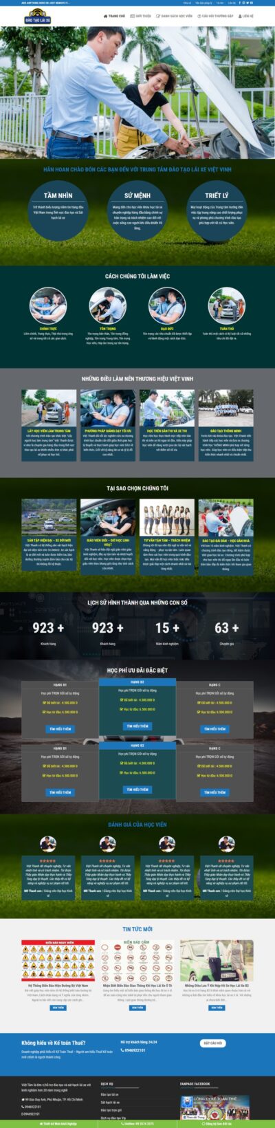 Theme wordpress trung tâm lái xe
