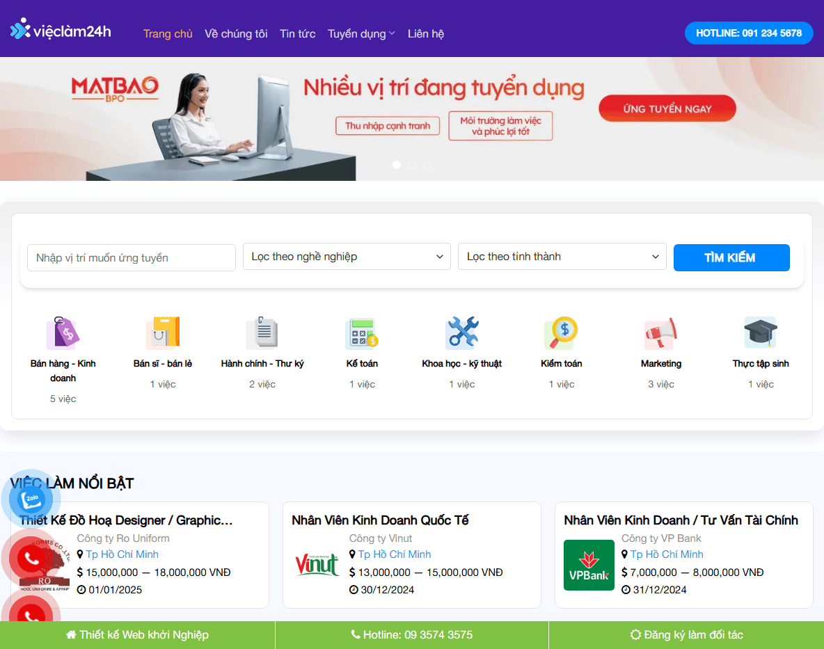 Giao diện Theme WordPress tuyển dụng 03