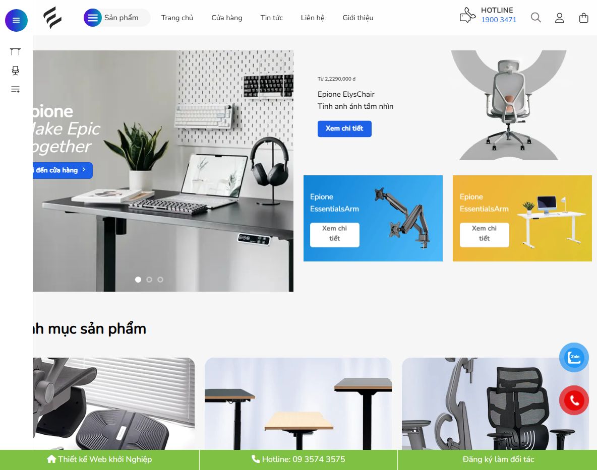 Giao diện theme wordpress bán ghế công thái học