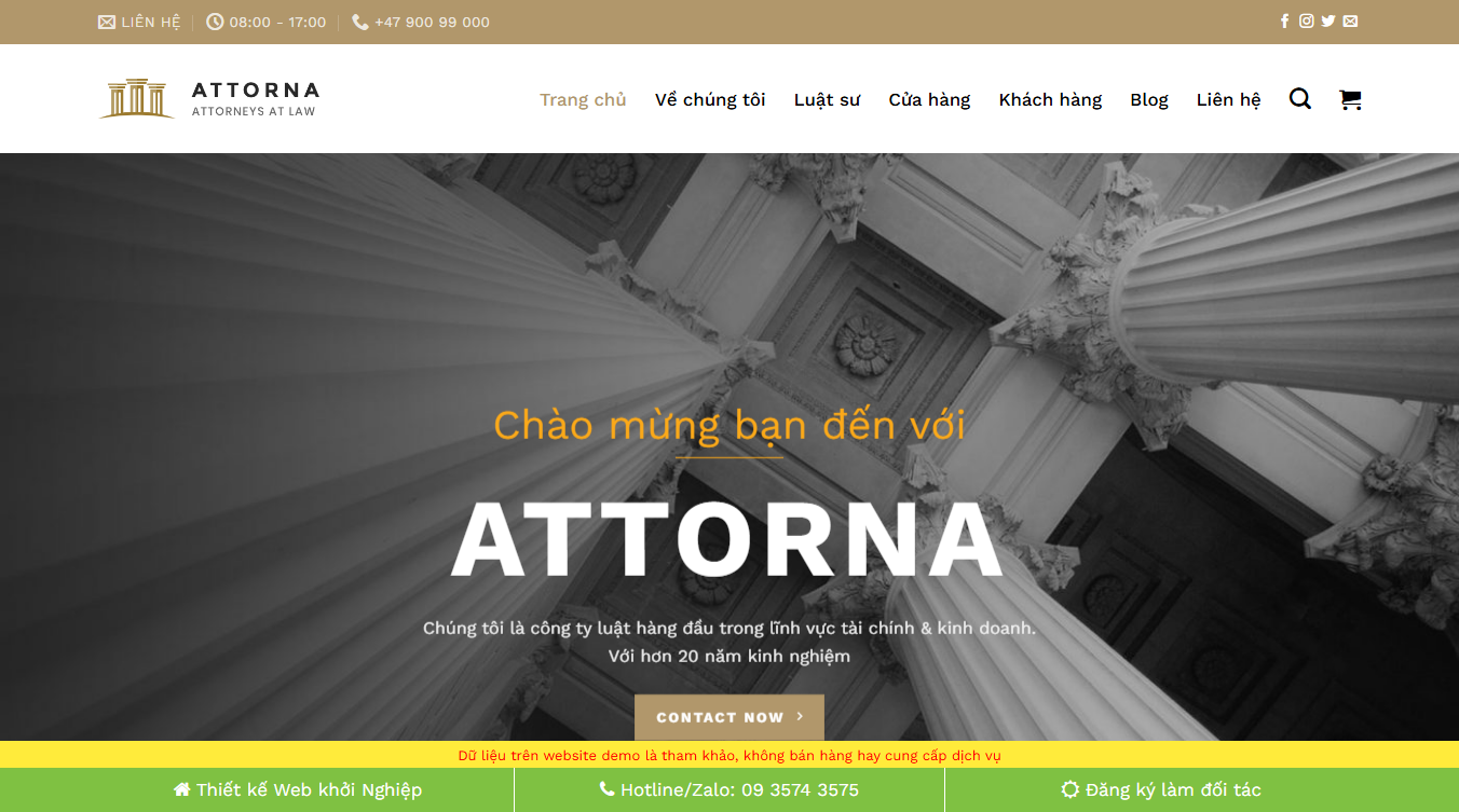 Theme WordPress Công Ty Luật 02 - Giao diện chính