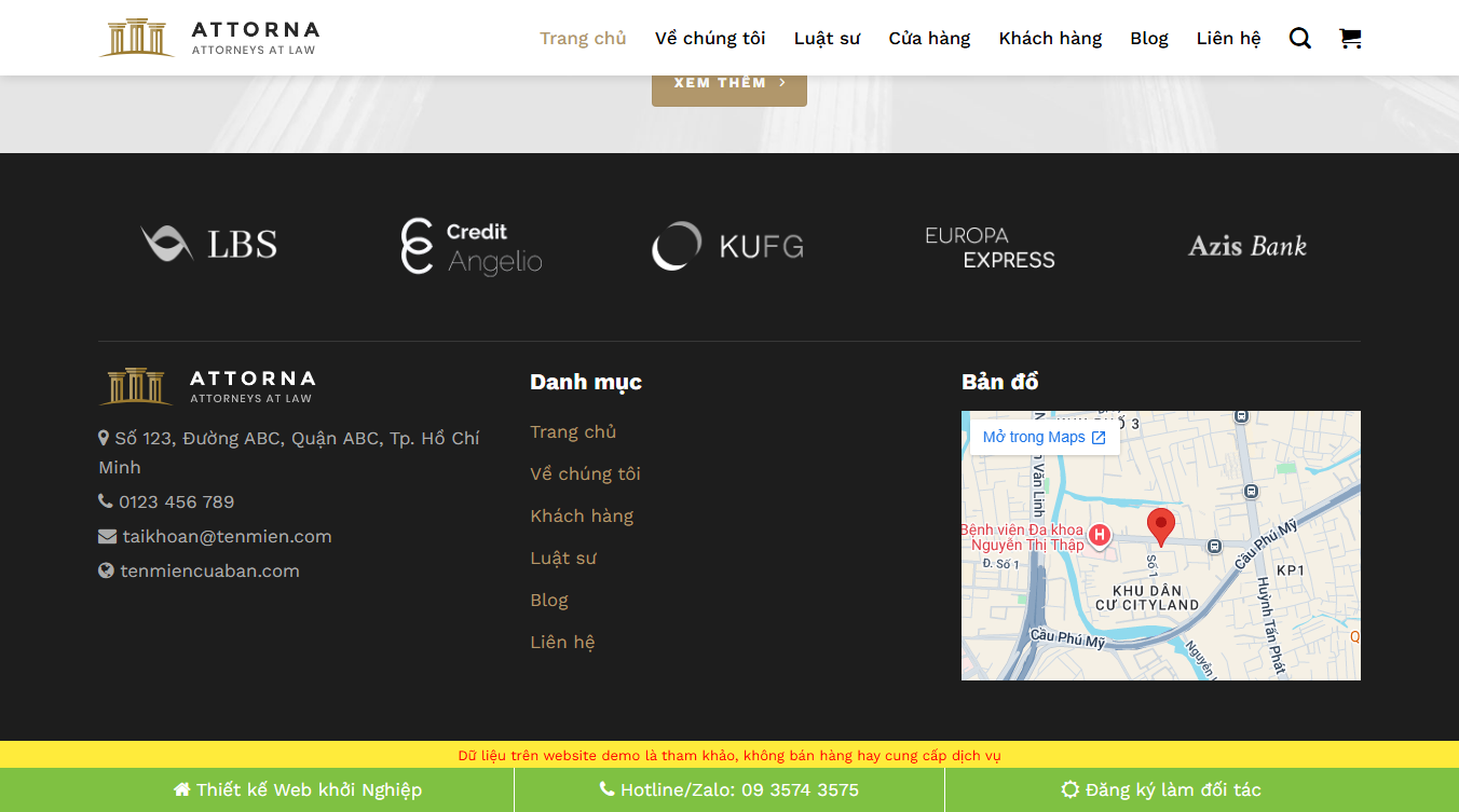 Theme WordPress Công Ty Luật 02 - Chi tiết giao diện
