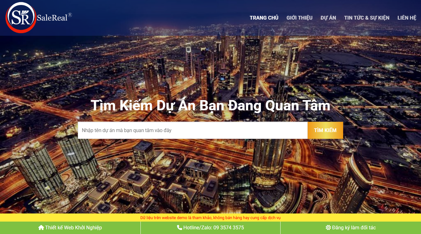 Theme wordpress bất động 073 giao diện đầu trang