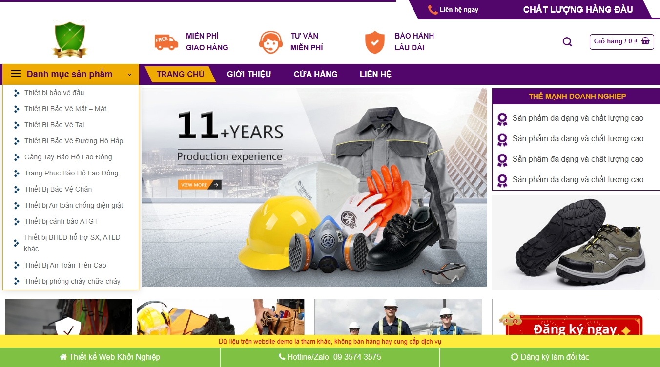 Theme WordPress thiết bị bảo hộ chuẩn SEO