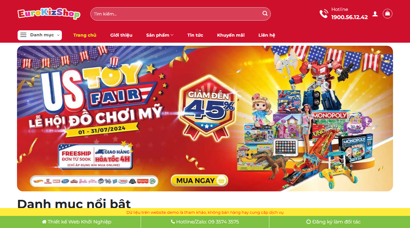 Theme wordpress bán đồ chơi trẻ em 01 - Giao diện cửa hàng