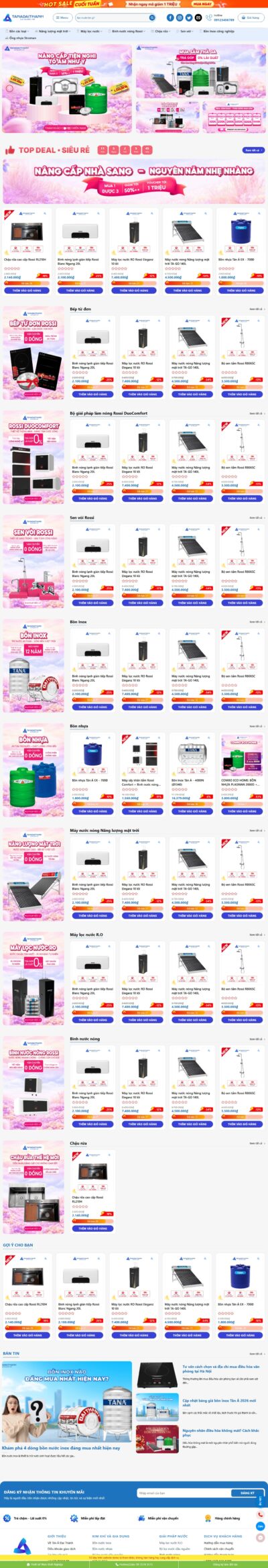 Theme wordpress bán bồn nước 01