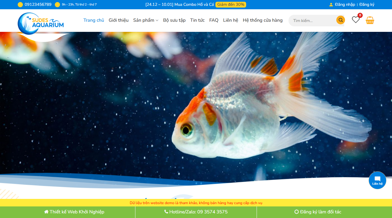 Theme WordPress bán cá cảnh phụ kiện hồ cá 02