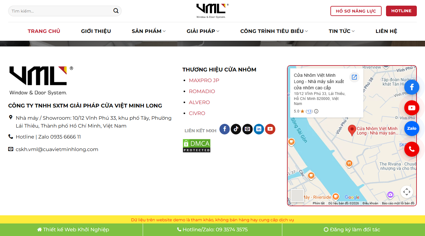 Giao diện Theme WordPress bán cửa nhôm 03 - Trang sản phẩm và checkout