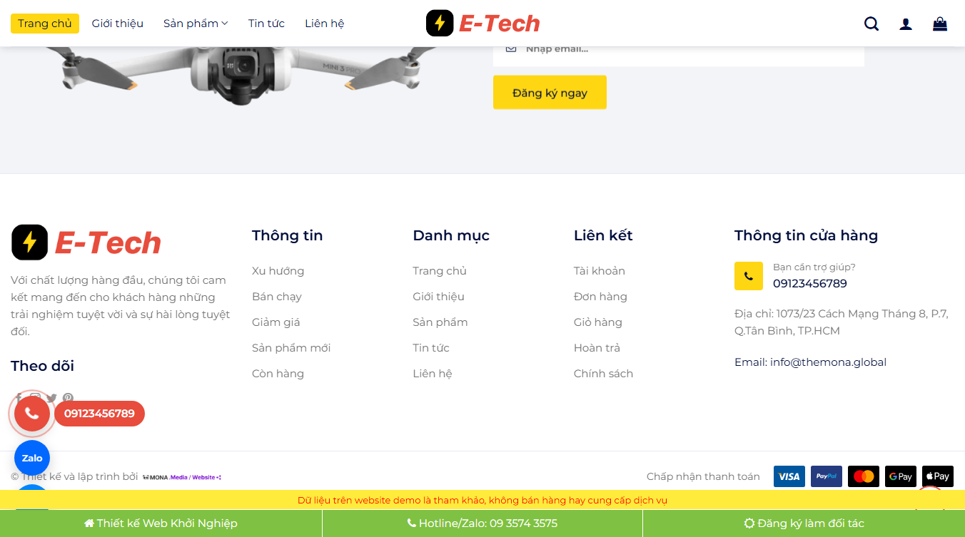 Theme WordPress bán đồ chơi công nghệ - Bảng điều khiển quản lý