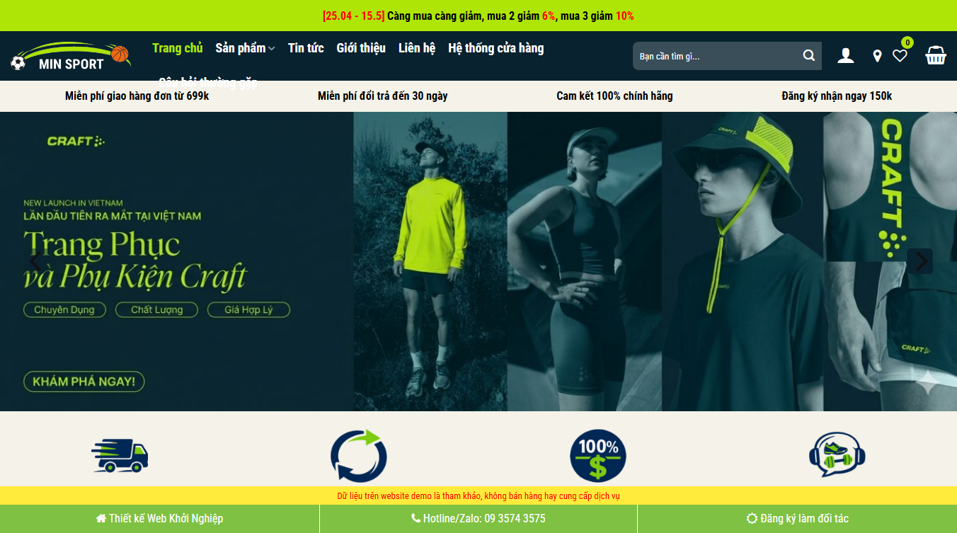 Theme WordPress bán đồ thể thao chuyên nghiệp