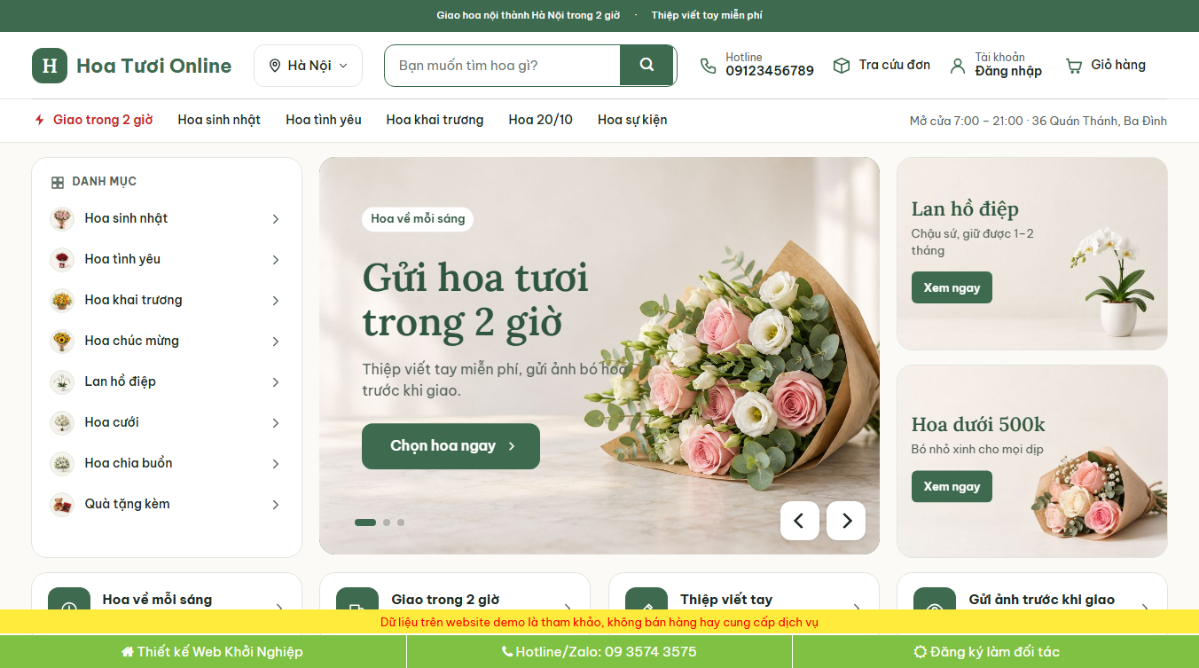 Theme WordPress bán hoa tươi 06 - Giao diện cửa hàng bán hoa tươi online