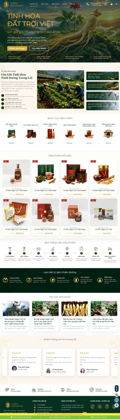 Theme wordpress bán sâm ngọc linh, yến sào