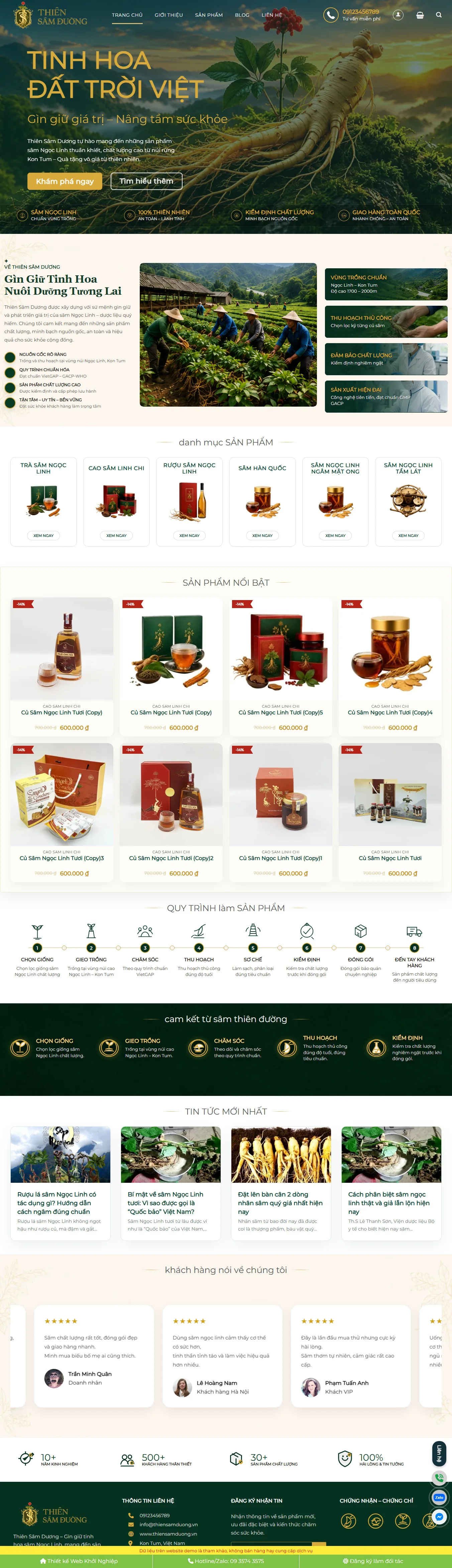 Theme wordpress bán sâm ngọc linh, yến sào