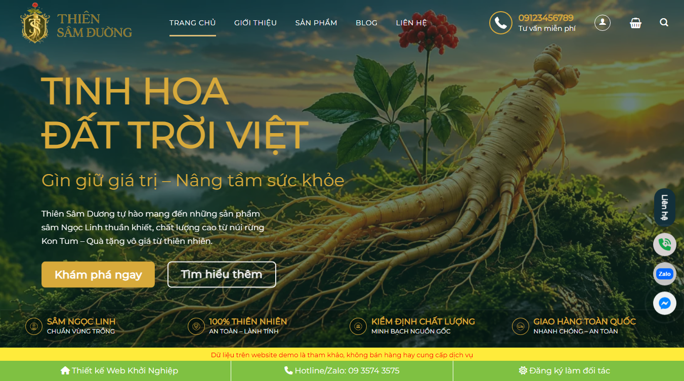 Theme WordPress bán sâm ngọc linh yến sào giao diện chuyên nghiệp