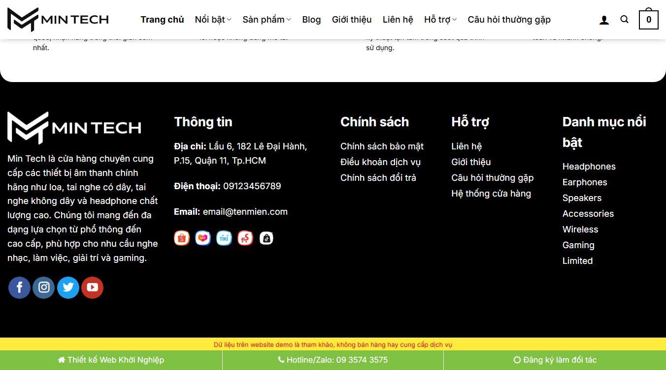 Theme wordpress bán tai nghe 01 - Dashboard quản lý cửa hàng