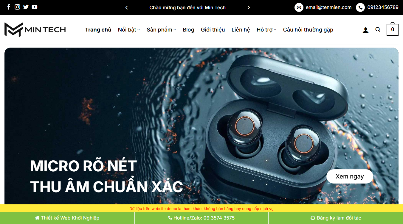 Theme wordpress bán tai nghe 01 - Giao diện cửa hàng bán lẻ trực tuyến
