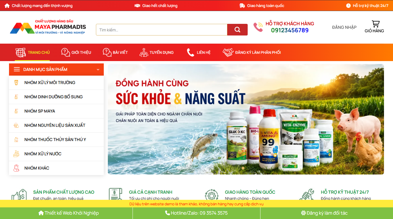 Theme wordpress bán thuốc thủy sản - Thiết kế chuyên nghiệp
