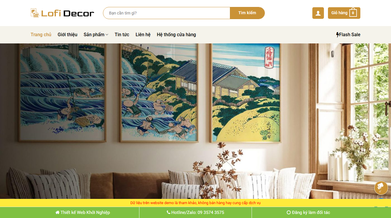 Theme WordPress bán tranh decor 02 - giao diện chính