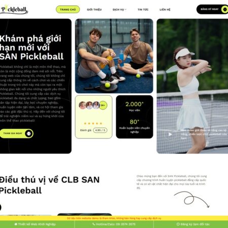 Theme wordpress giới thiệu sân pickleball, cầu lông