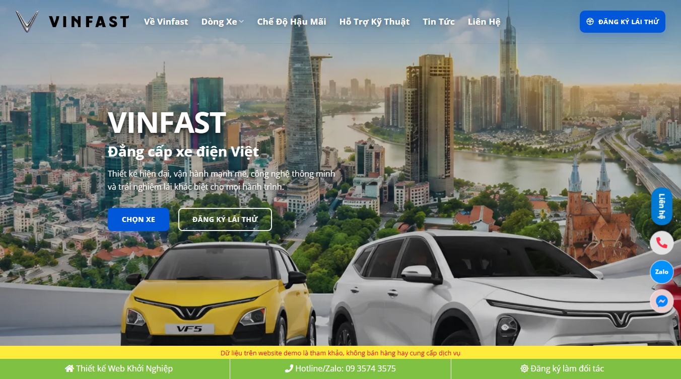Theme WordPress bán xe VinFast 02 giao diện chuyên nghiệp