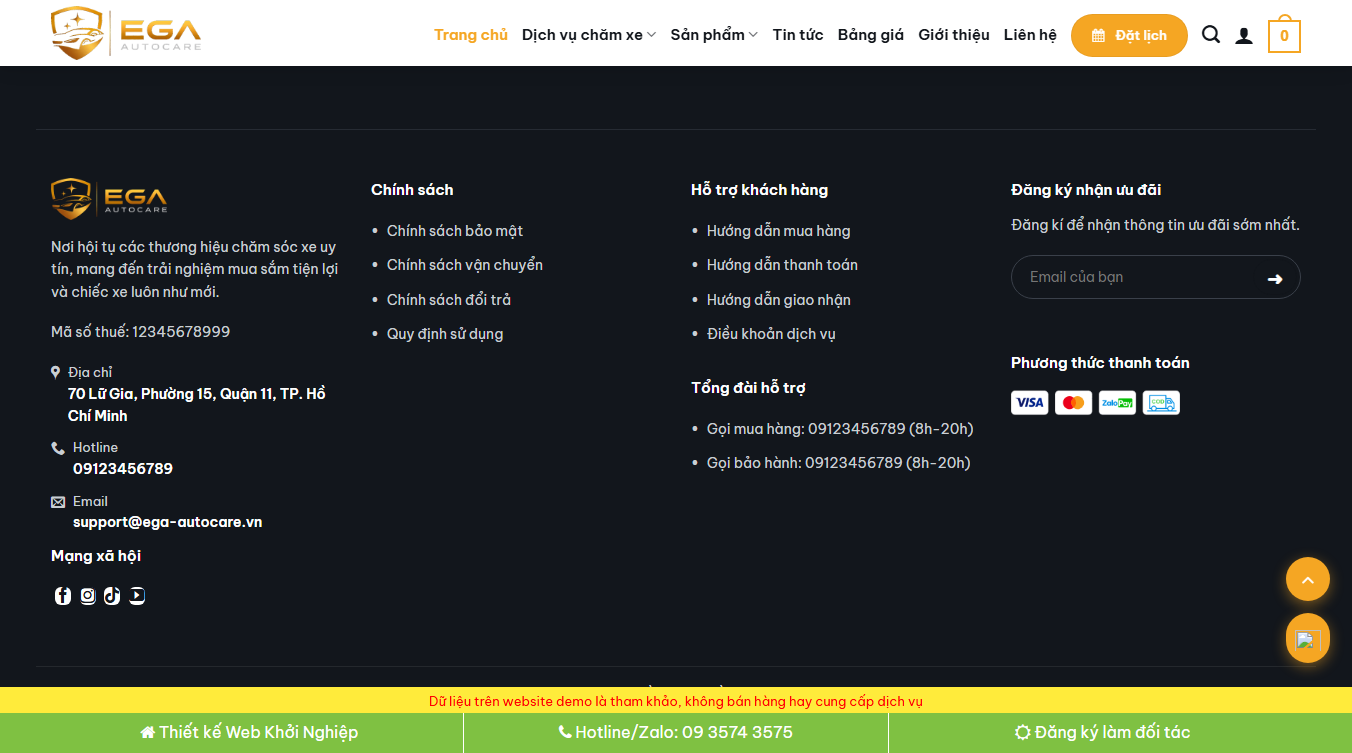 Tính năng theme chăm sóc xe WordPress
