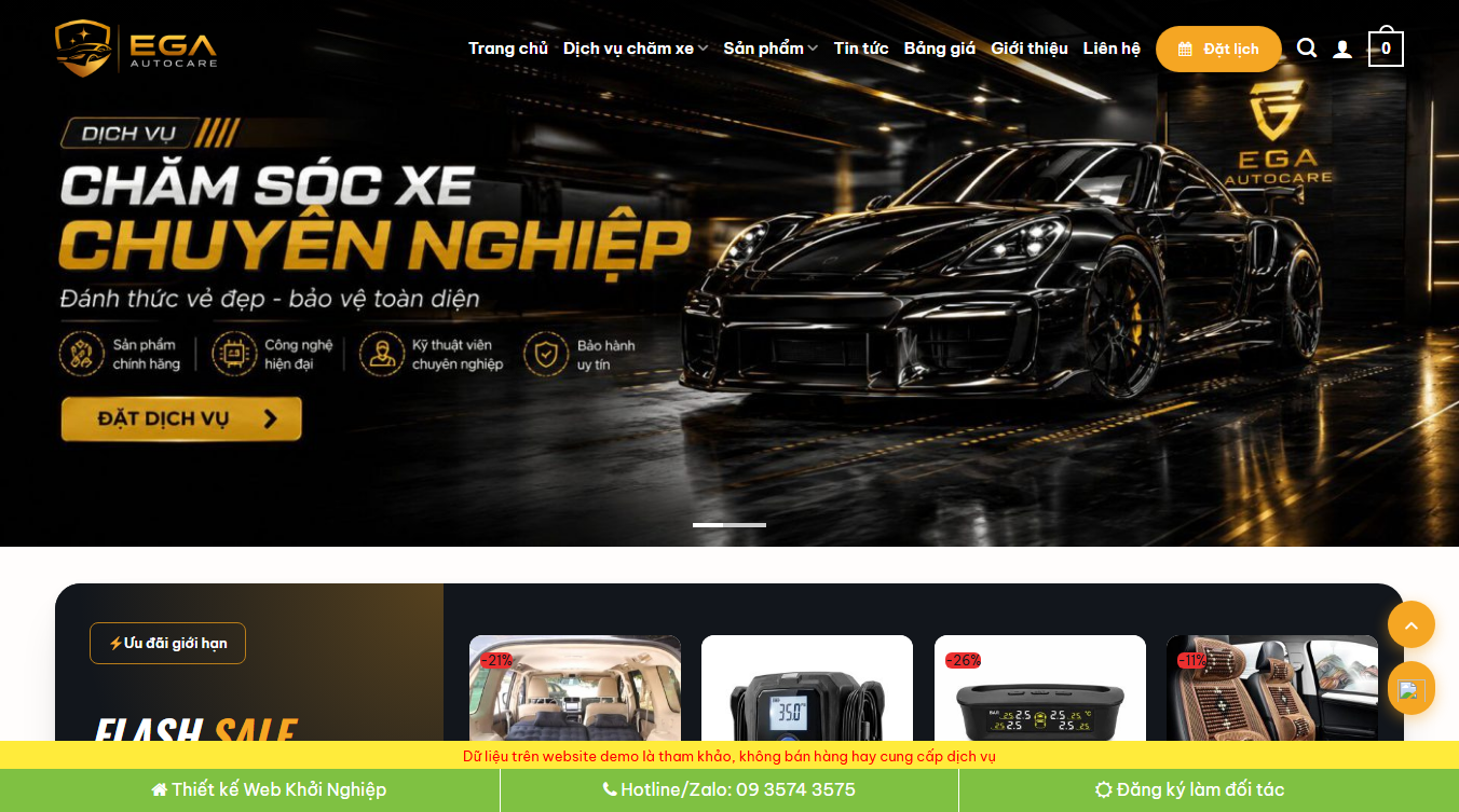 Theme WordPress dịch vụ chăm sóc xe chuyên nghiệp