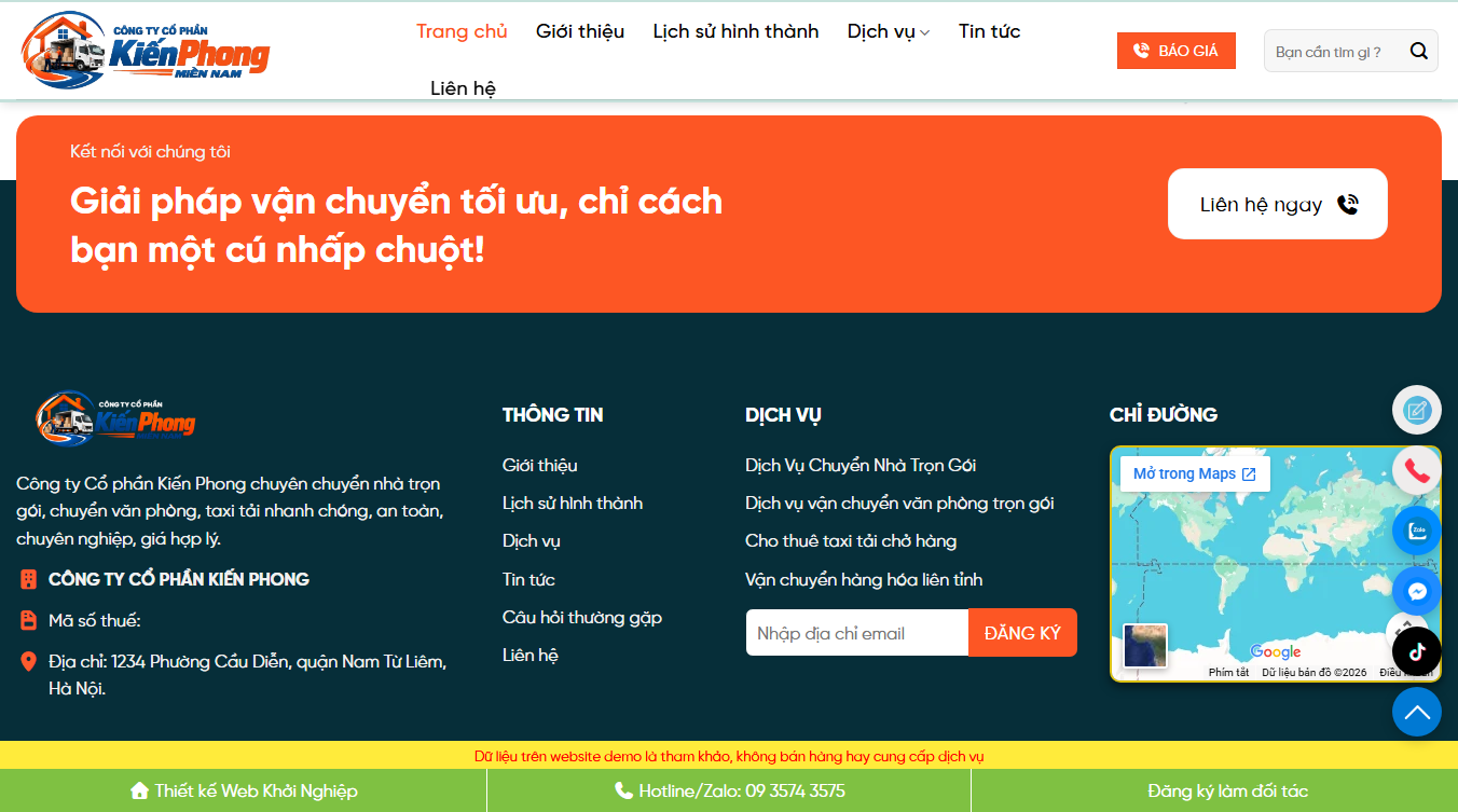 Giao diện chi tiết Theme WordPress Dịch vụ dọn nhà 01