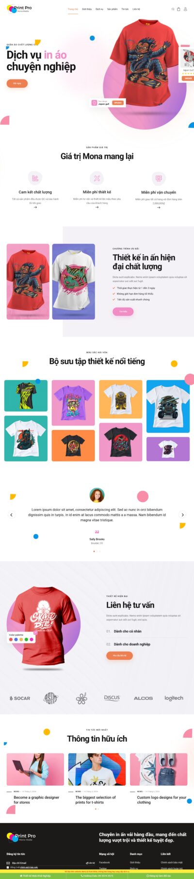 Theme wordpress dịch vụ in áo, POD