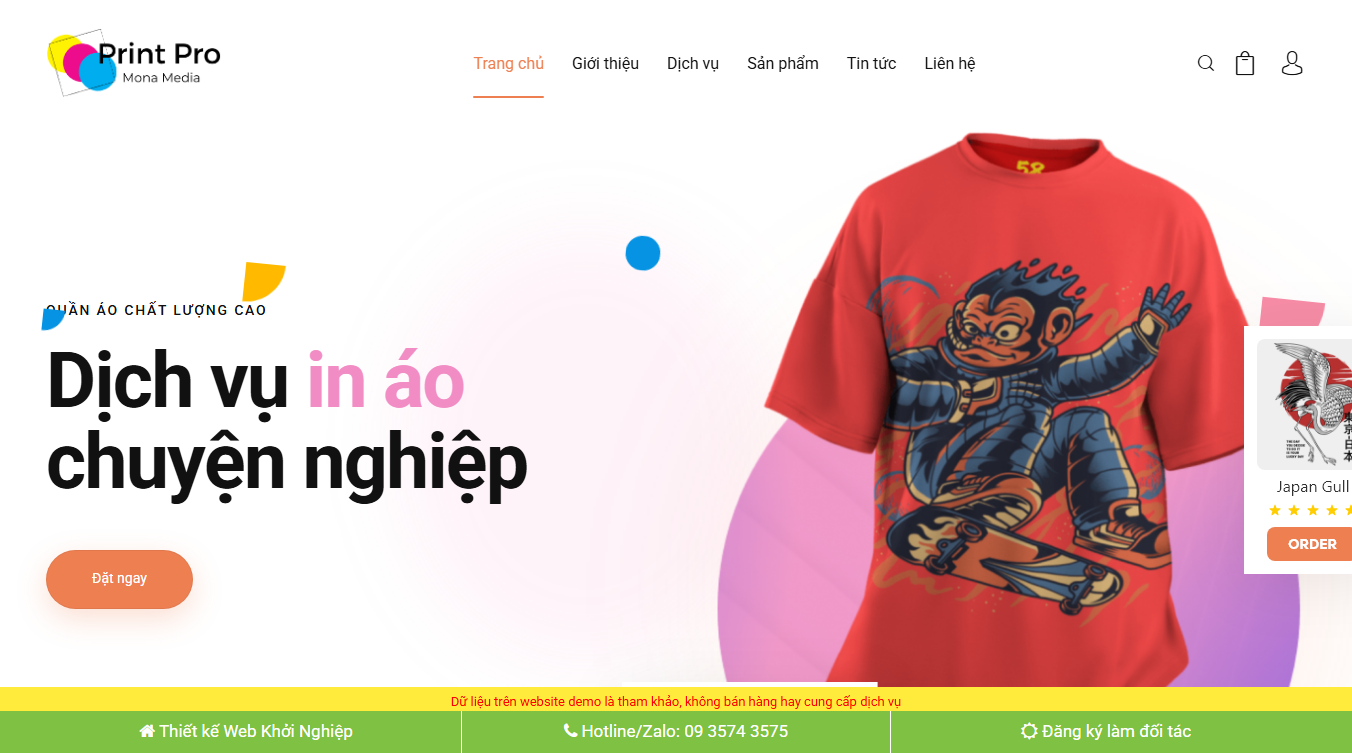Theme wordpress dịch vụ in áo POD - Giao diện chuyên nghiệp