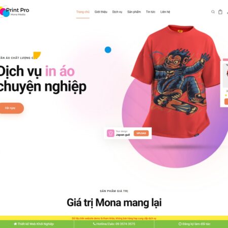 Theme wordpress dịch vụ in áo, POD