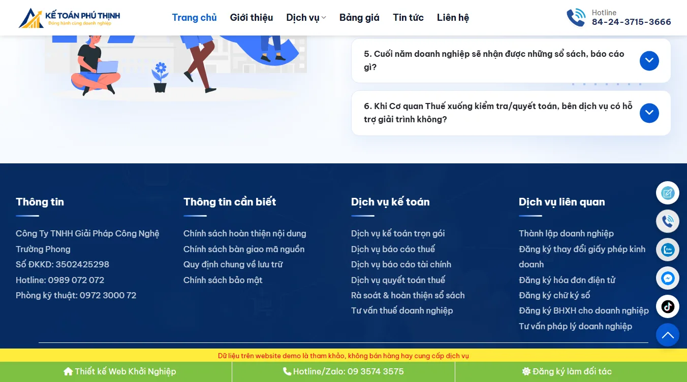 Các tính năng theme wordpress dịch vụ kế toán 2026