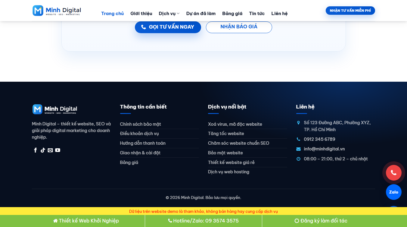 Bố cục và tính năng theme WordPress dịch vụ thiết kế web 08