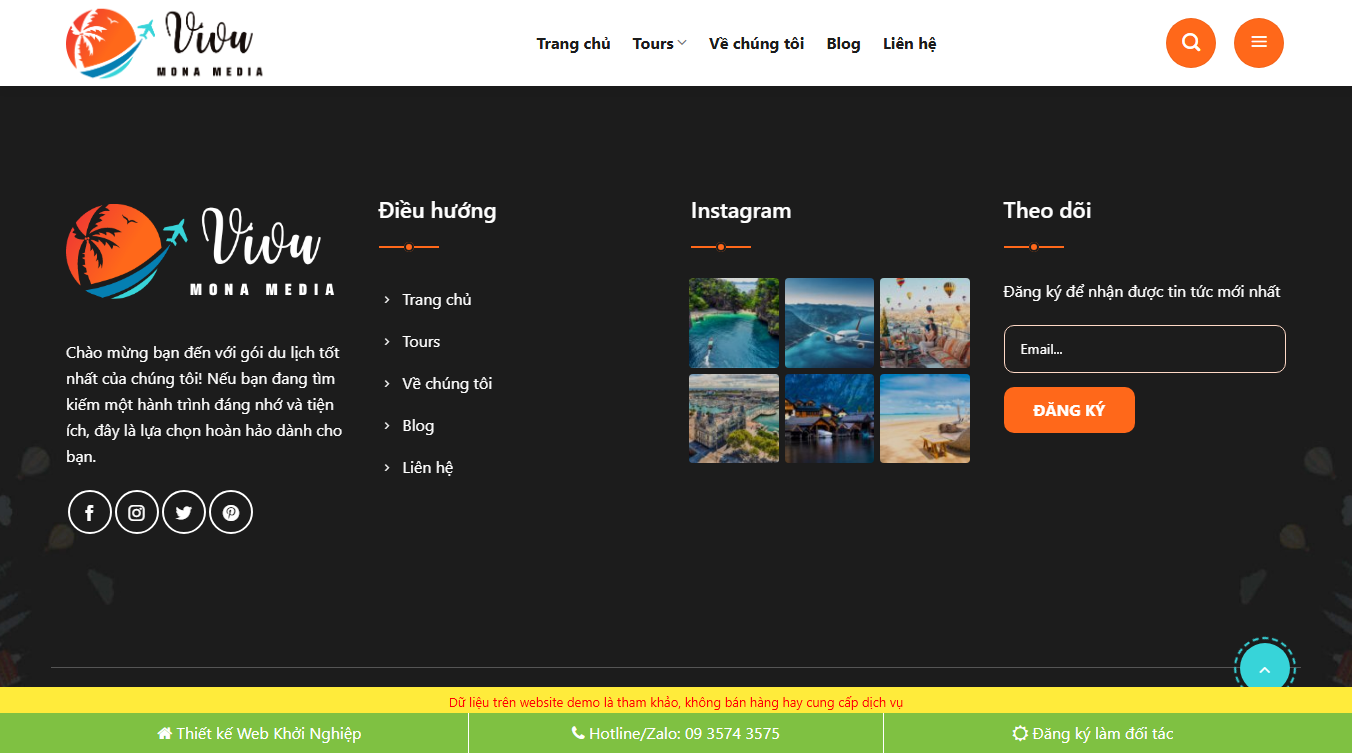 Theme WordPress du lịch 37 giao diện cuối trang