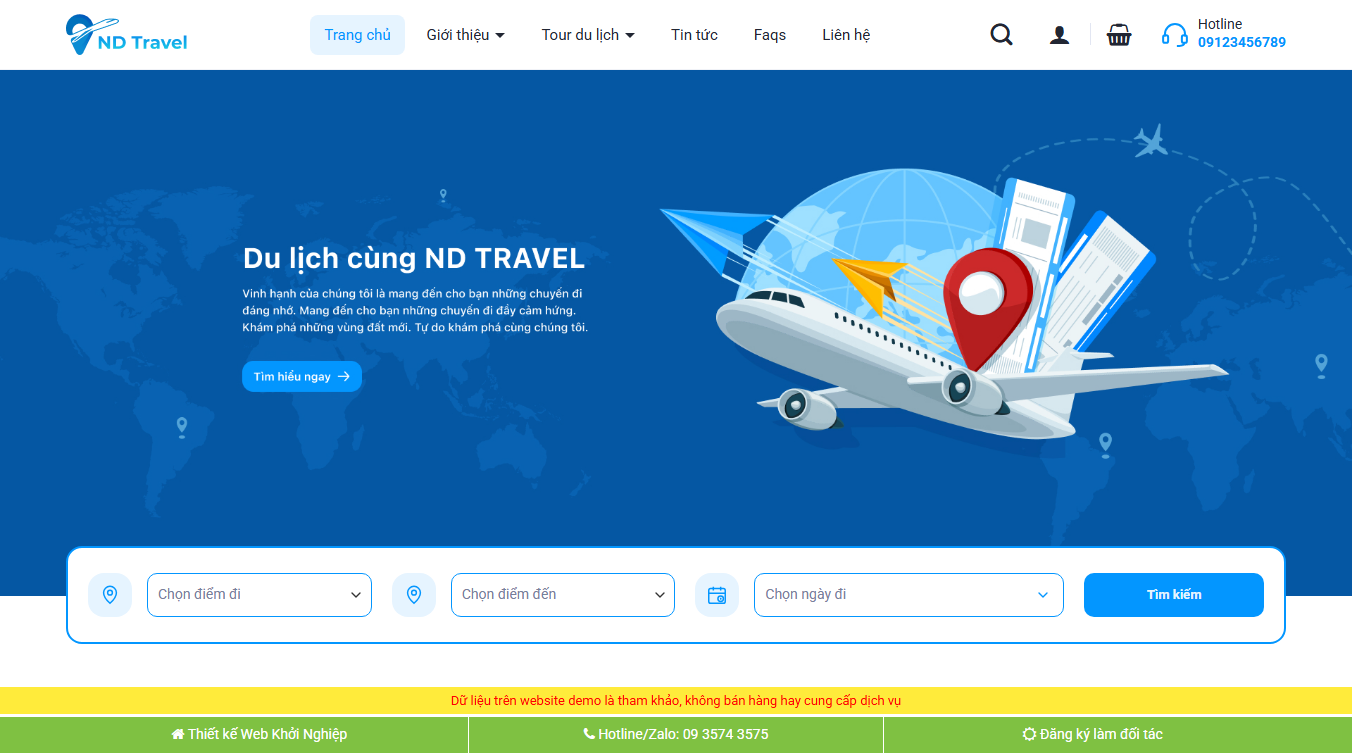 Theme wordpress du lịch 39 - Giao diện đầu trang chuyên nghiệp